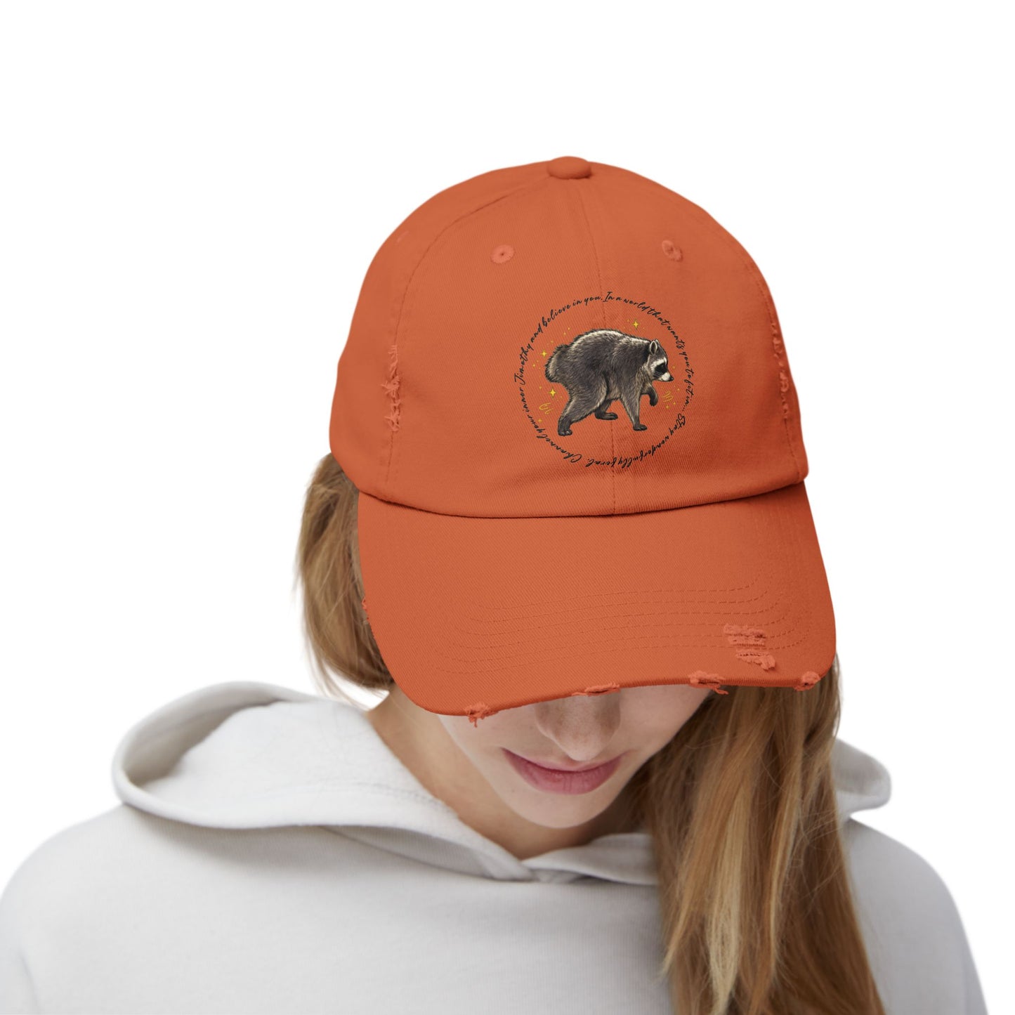 Jimothy The Raccoon Distressed Cap — Inspirational, Viral Sensation