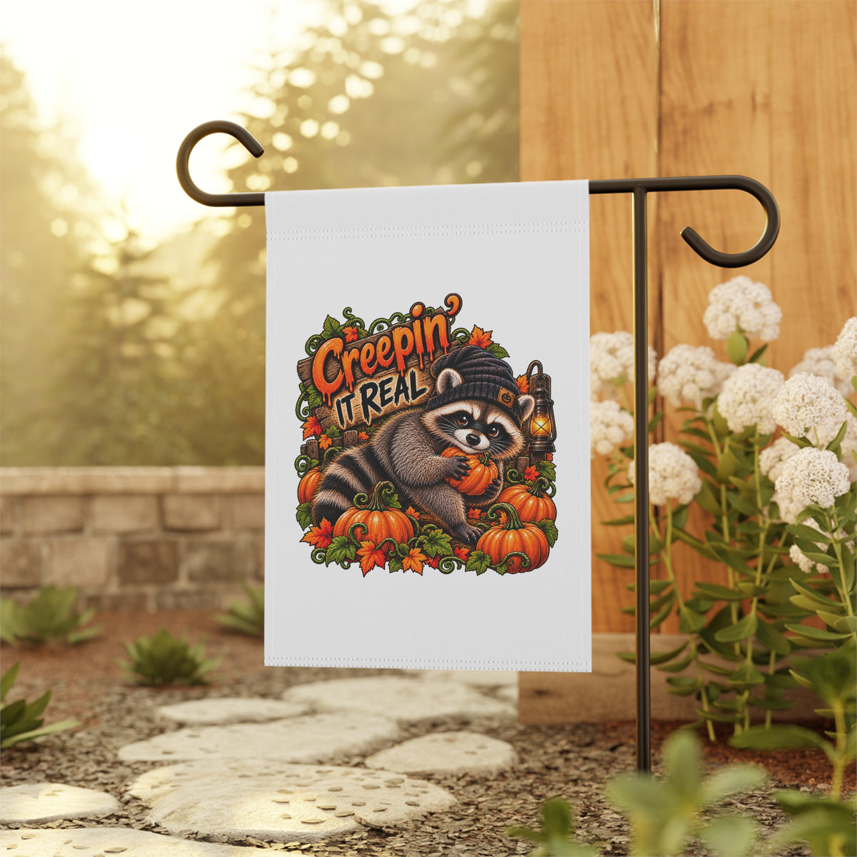 Creepin' Raccoon Garden Flag