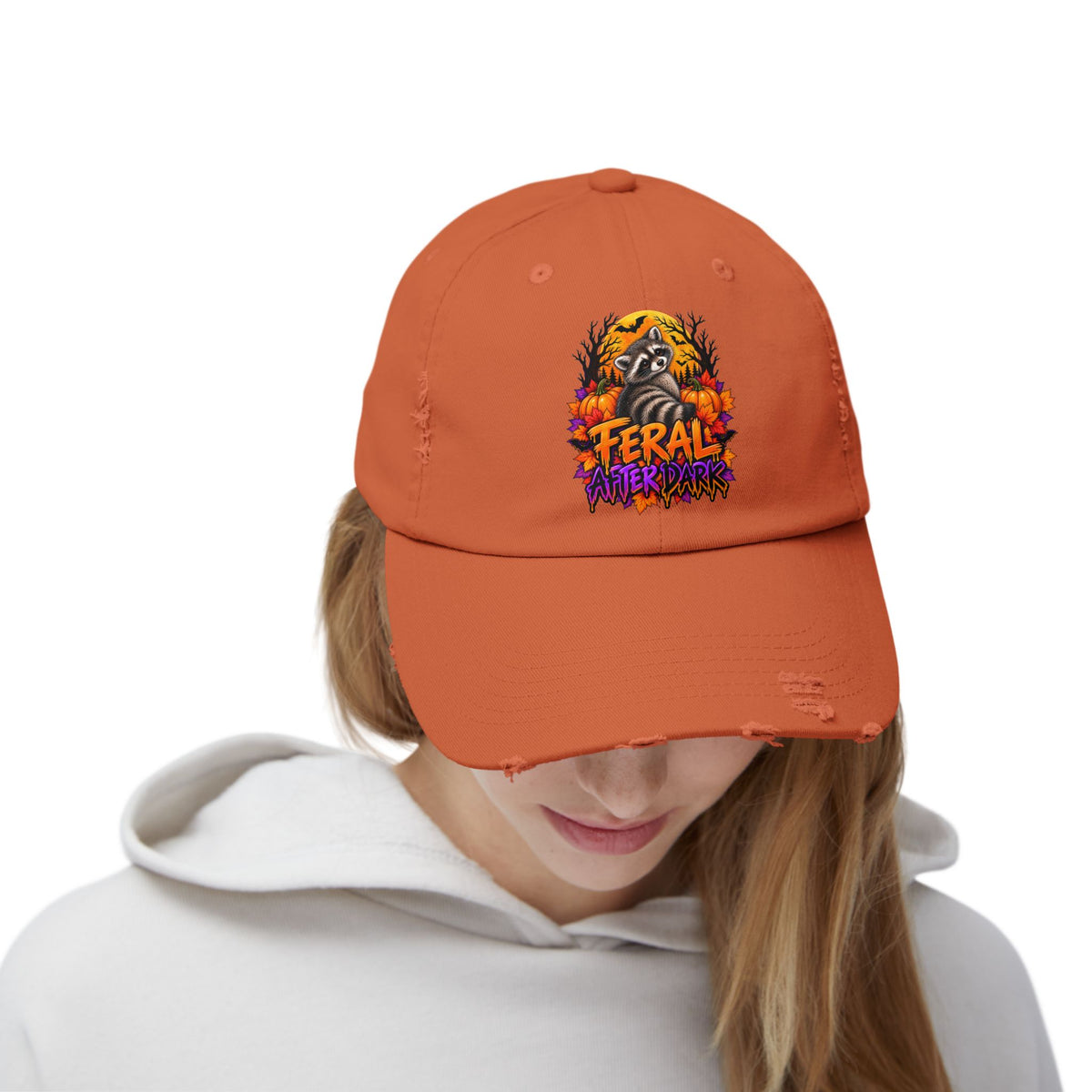 After Dark Raccoon Distressed Baseball Hat