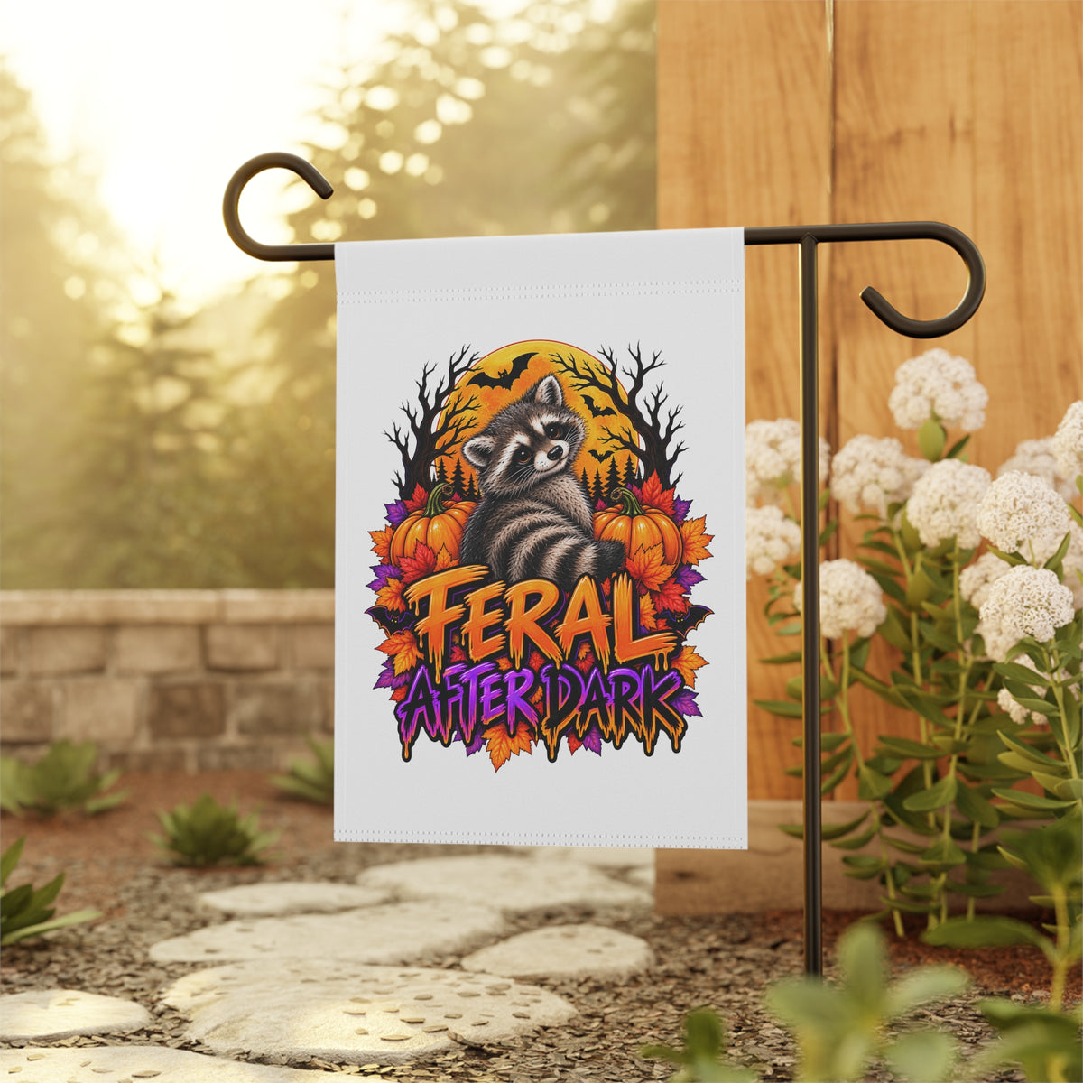 After Dark Raccoon Garden Flag
