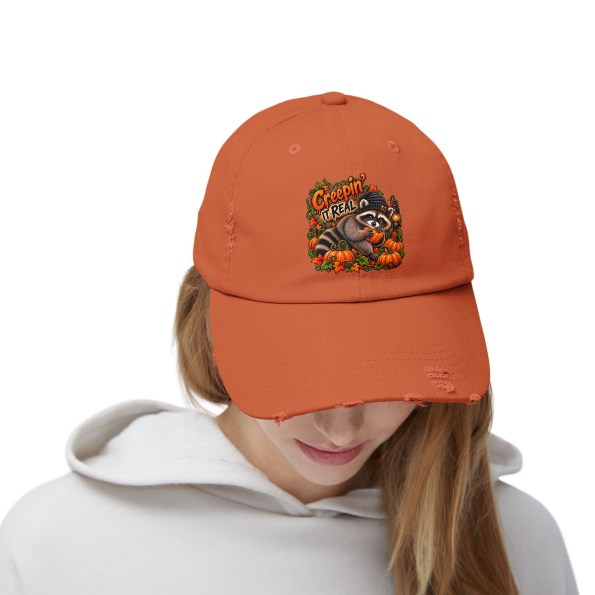 Creepin' Raccoon Distressed Baseball Hat