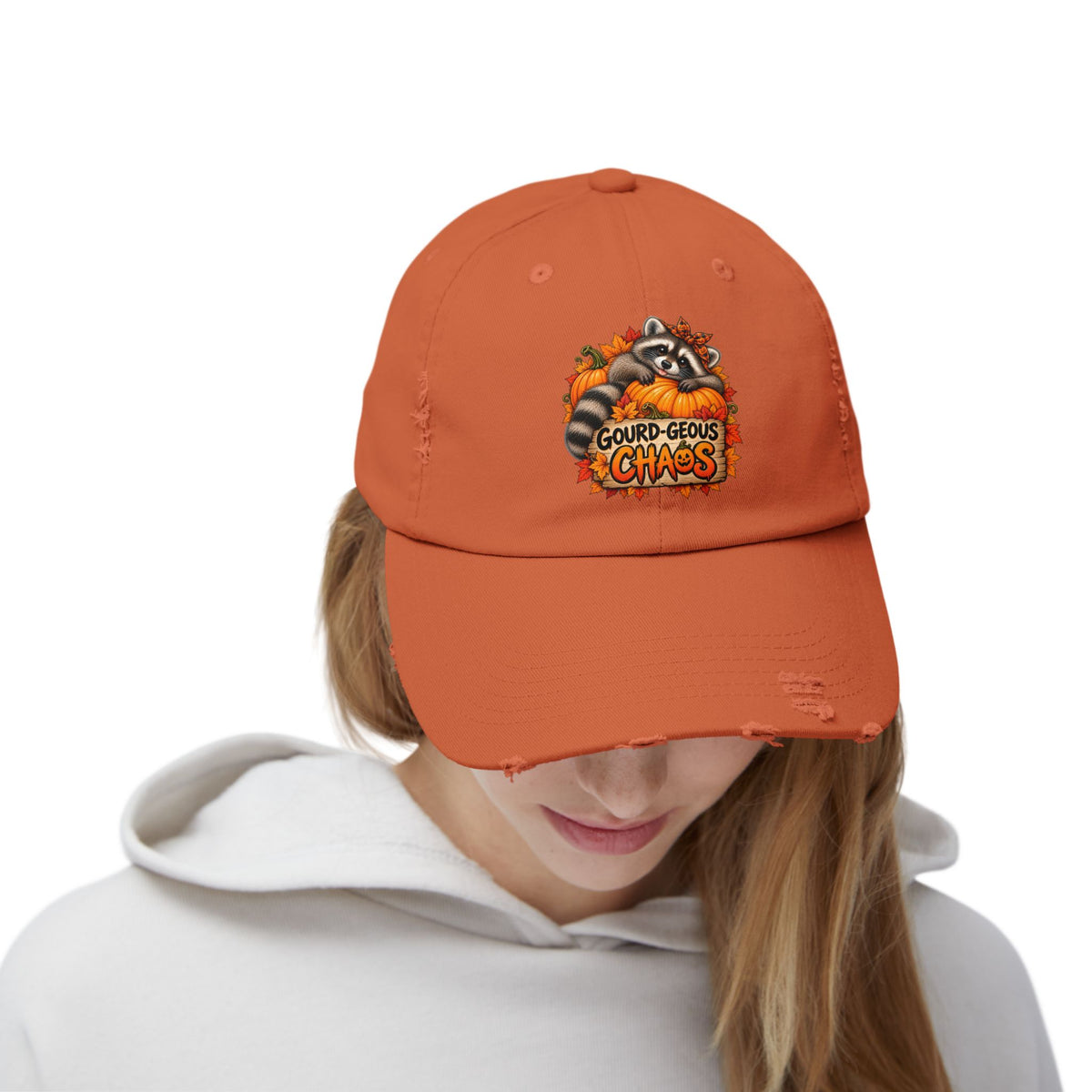 Gourd-geous Raccoon Distressed Baseball Hat