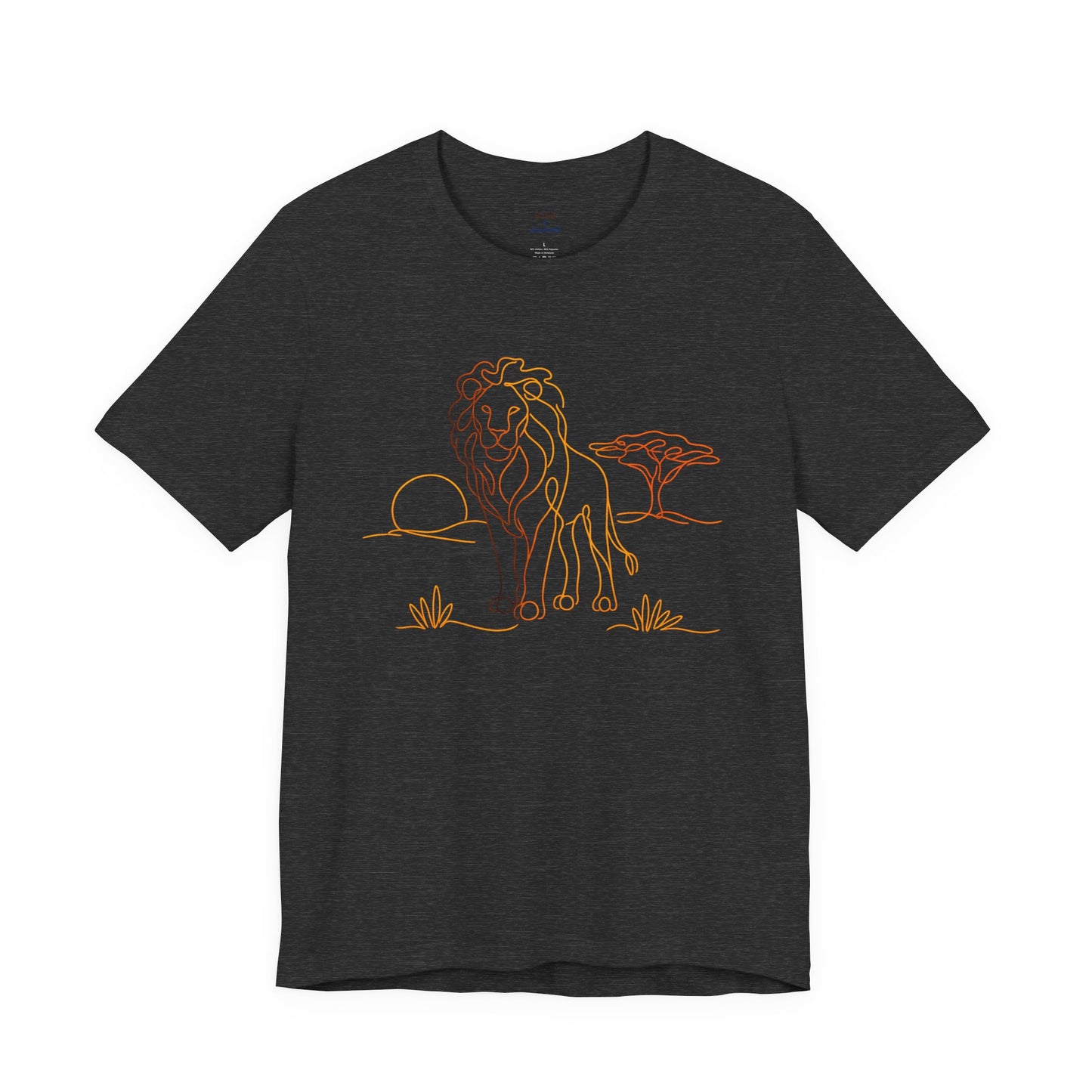 Lion Sunset Tee — Minimal Line Art Safari T-Shirt