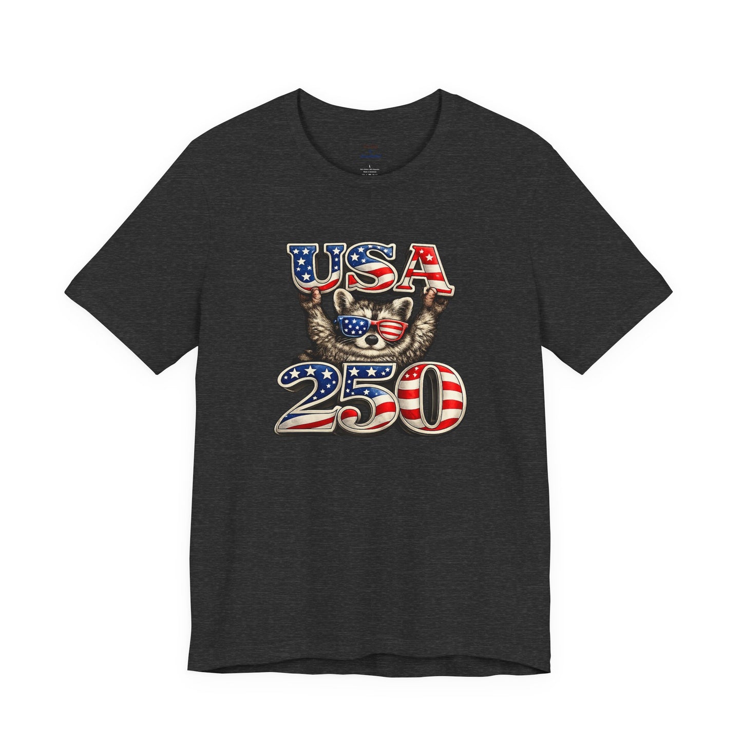 Patriot Raccoon 250th Anniversary T-Shirt — 4th of July Fireworks Flag Tee