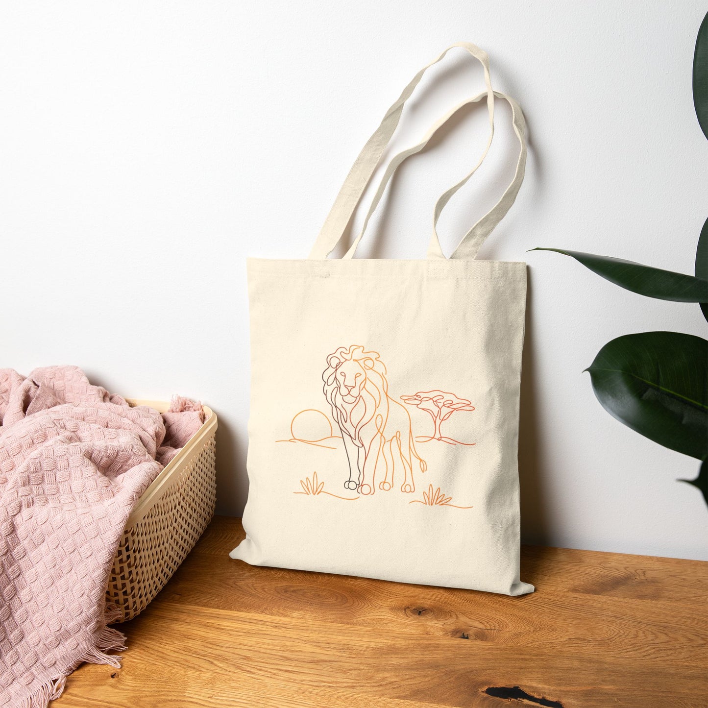 Lion Safari Sketch Cotton Tote — Eco Canvas Bag