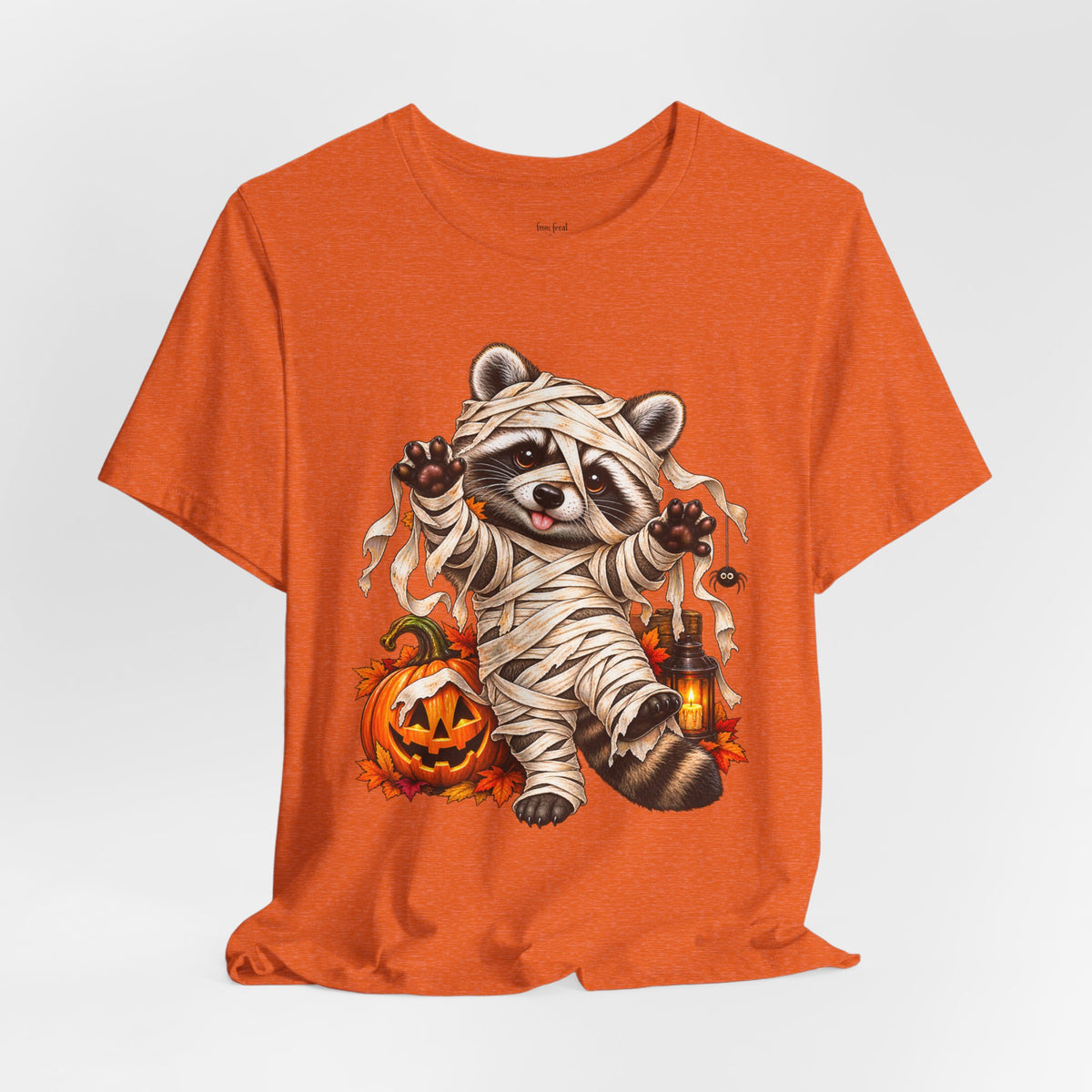 Halloween Mummy Raccoon and Black Cat T-Shirt