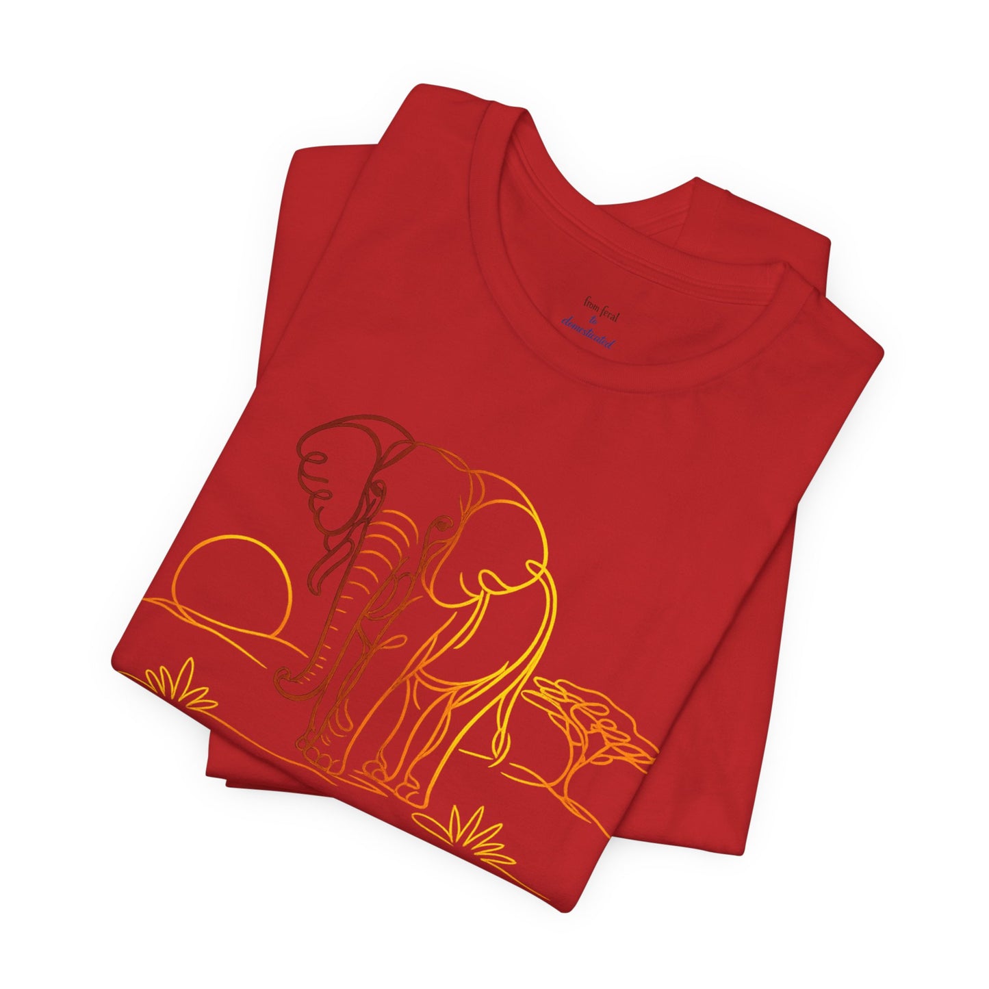 Elephant Sunset Tee — Minimal Line Art Safari T-Shirt