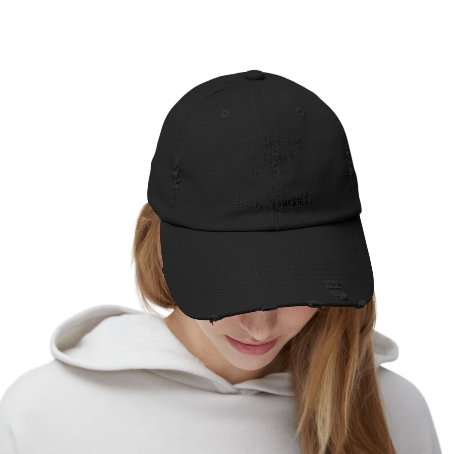 "Check Yourself" Distressed Cap —  Funny Truth Hat