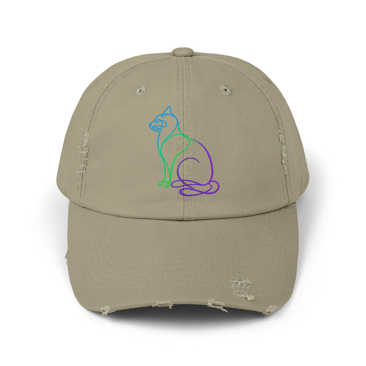 Northern Lights Cat Distressed Cap