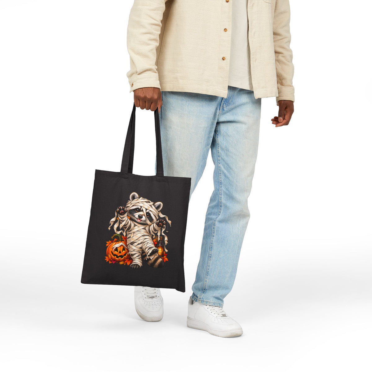 Halloween Mummy Raccoon Tote Bag