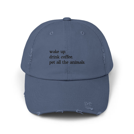 "Wake Up Routine" Distressed Cap —  Funny Truth Hat