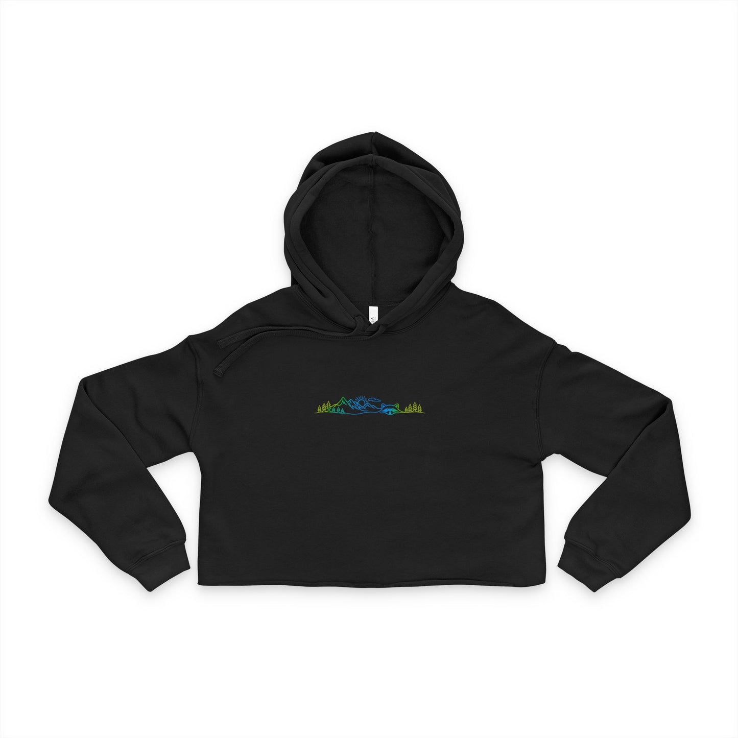 Northern Lights Mountain Raccoon Cropped Hoodie