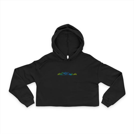 Northern Lights Mountain Raccoon Cropped Hoodie