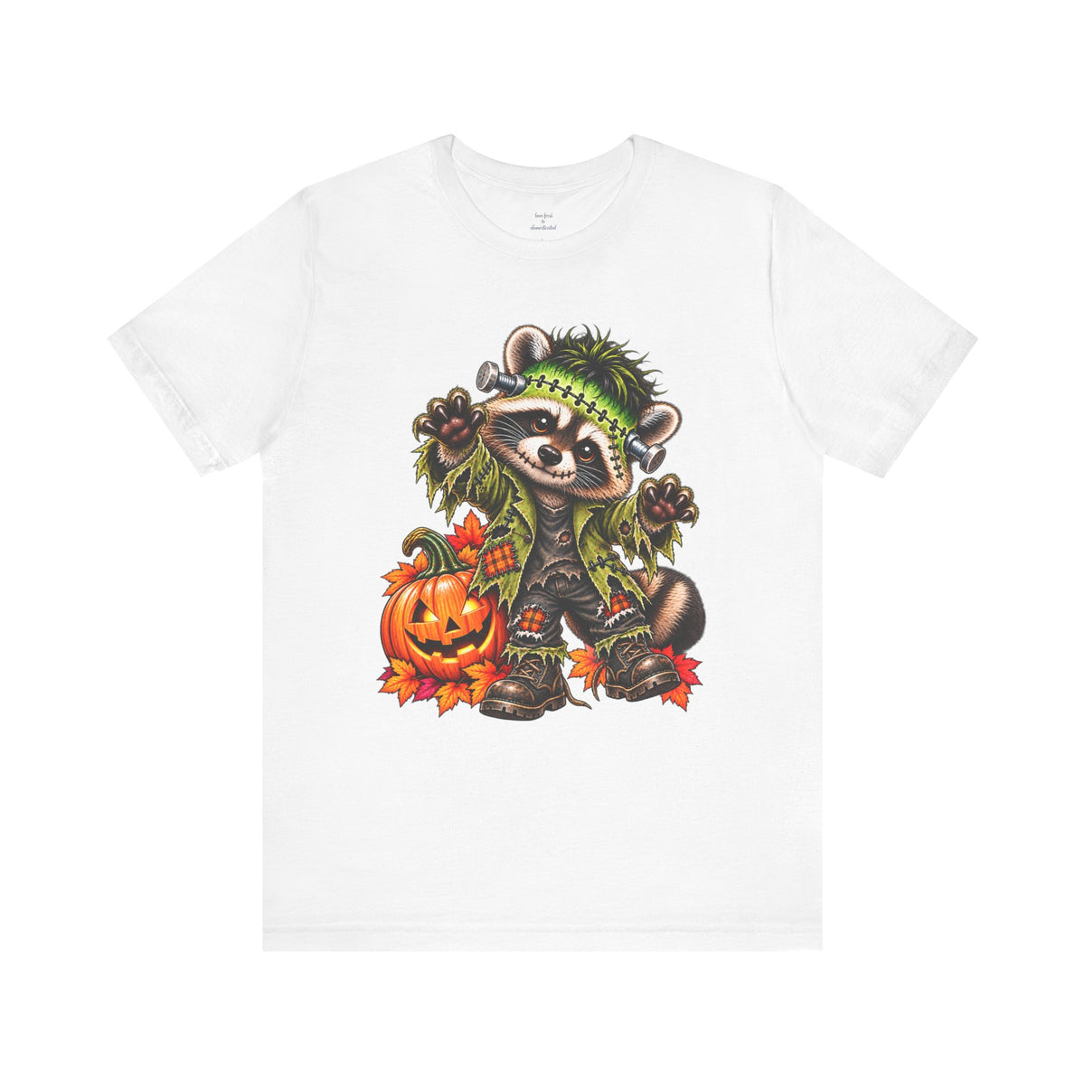 Halloween Frankenstein Raccoon and Black Cat T-Shirt