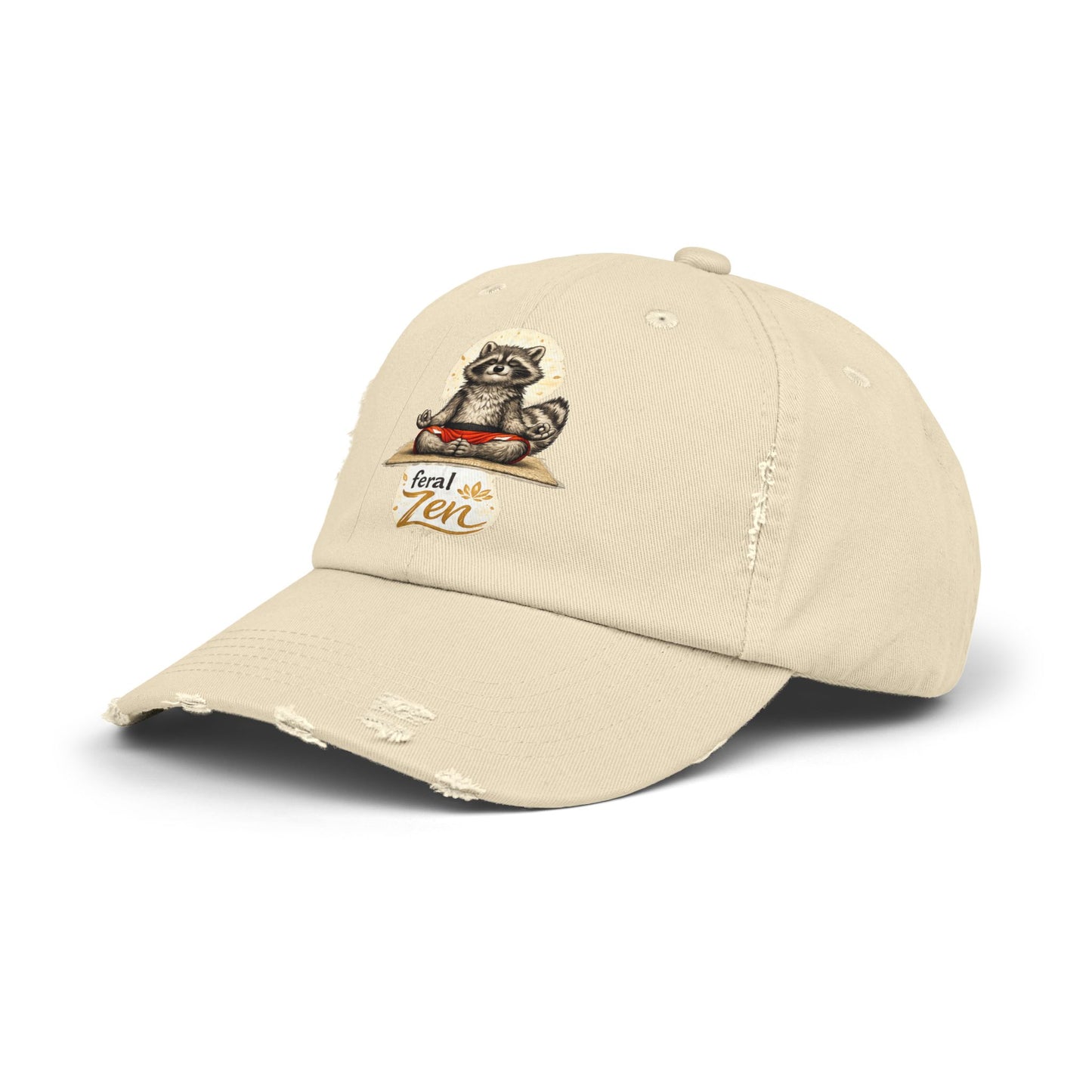 Feral Zen Distressed Cap — Raccoon Mom/Dad Funny Dad Hat