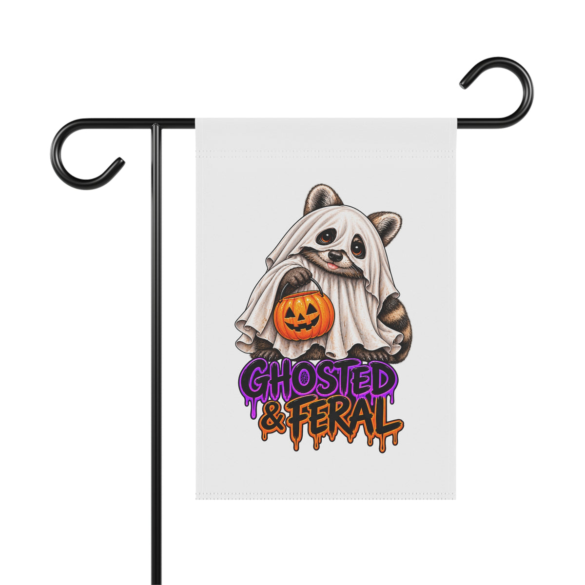 Ghosted Raccoon Garden Flag
