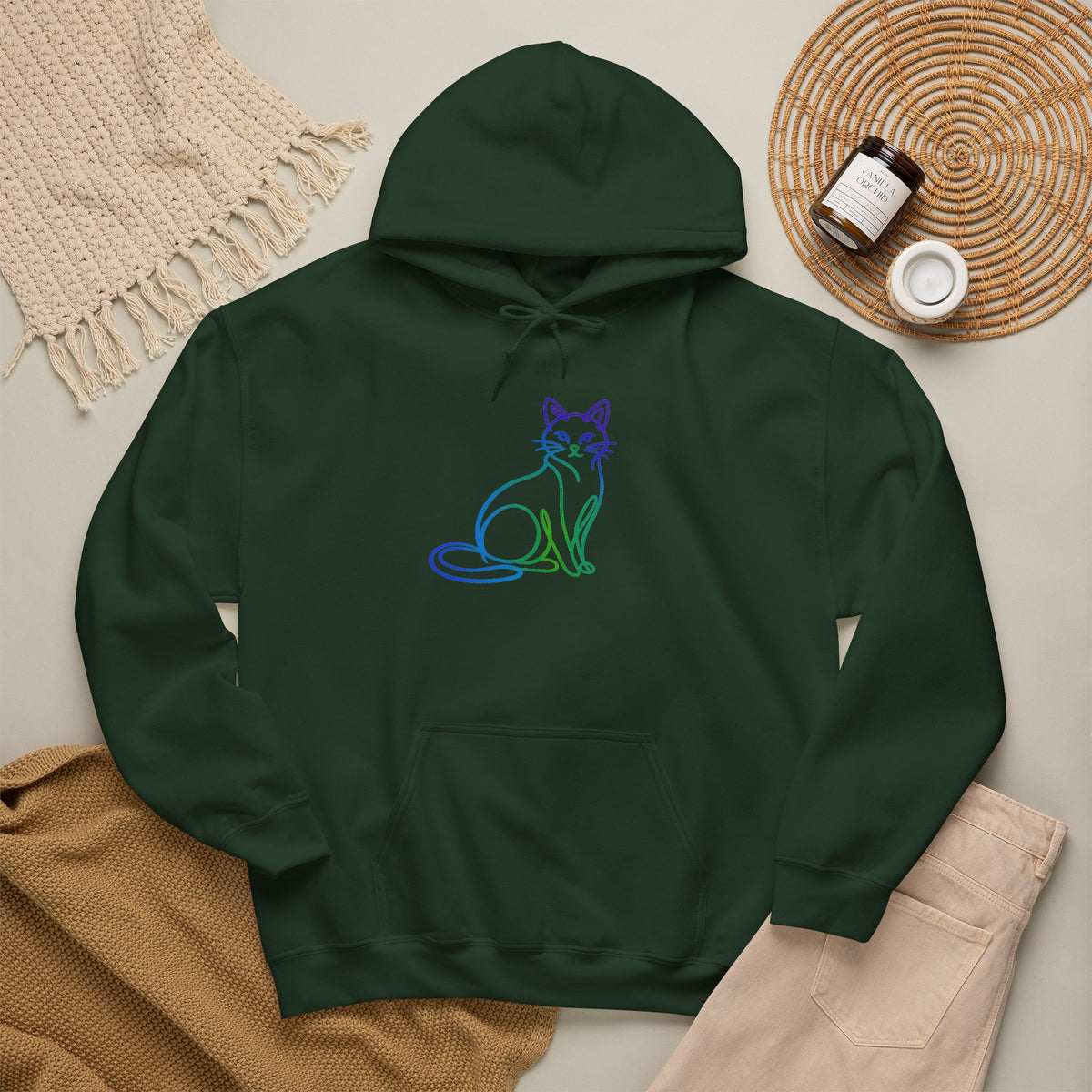 Northern Lights Cat Hooded Sweatshirt