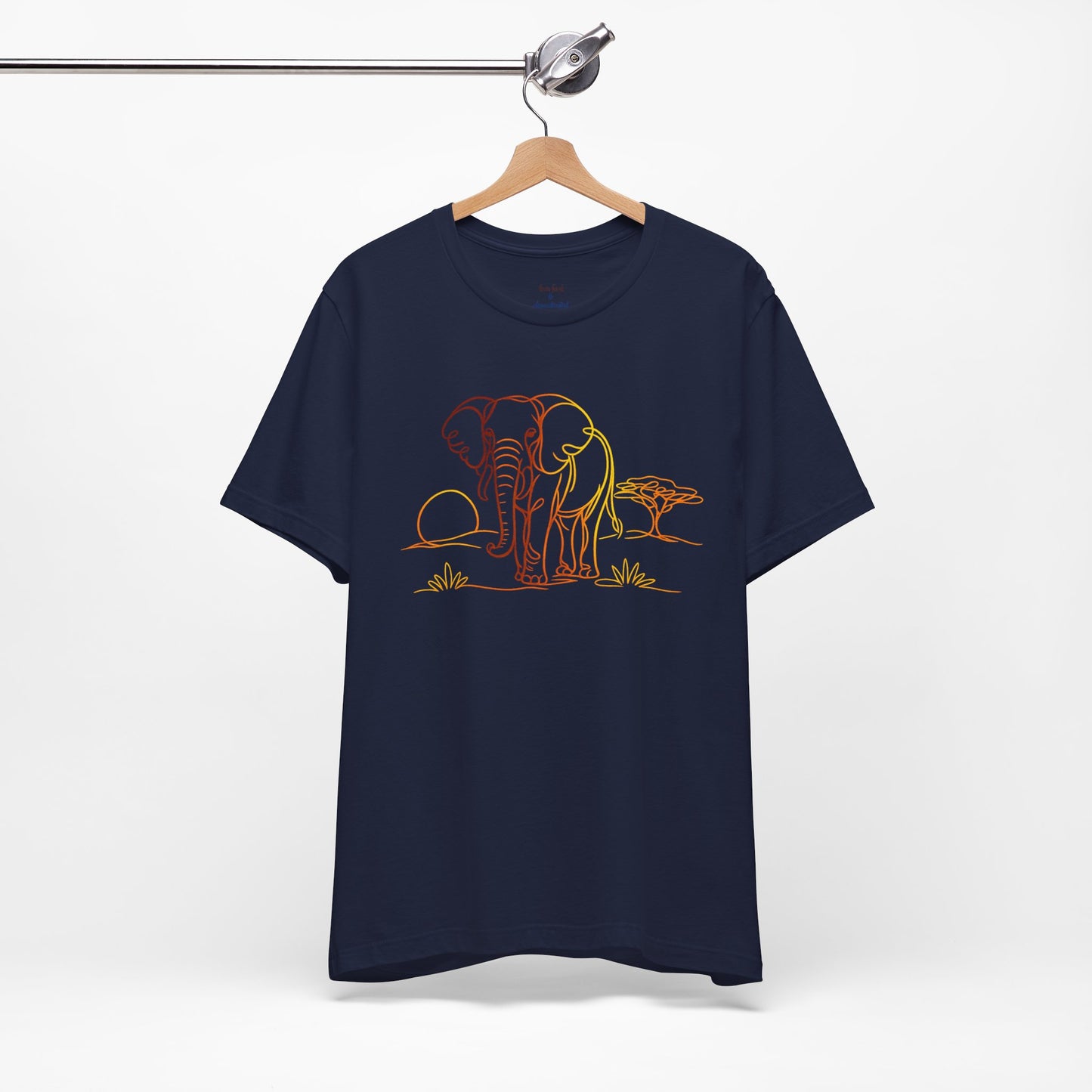 Elephant Sunset Tee — Minimal Line Art Safari T-Shirt