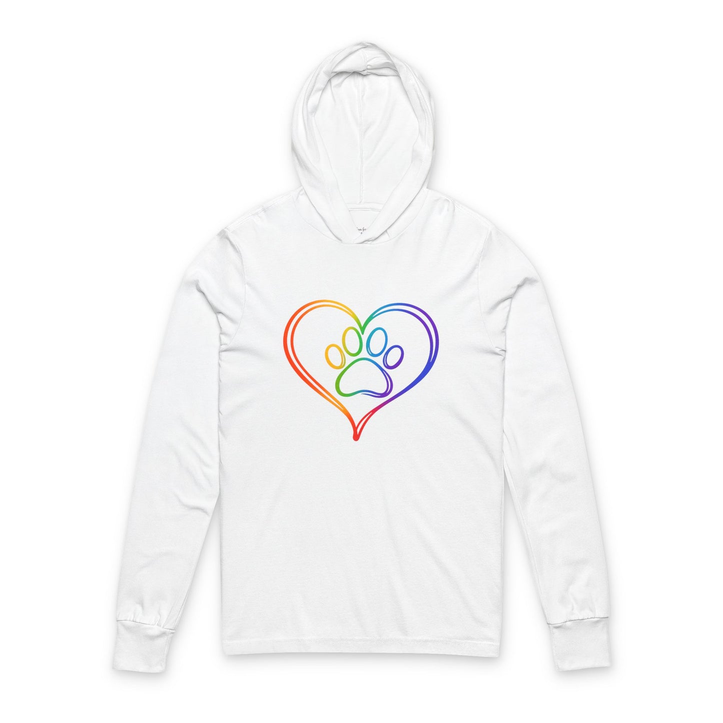 Continuous Line Art Heart/Paw Hooded Long Sleeve Tee