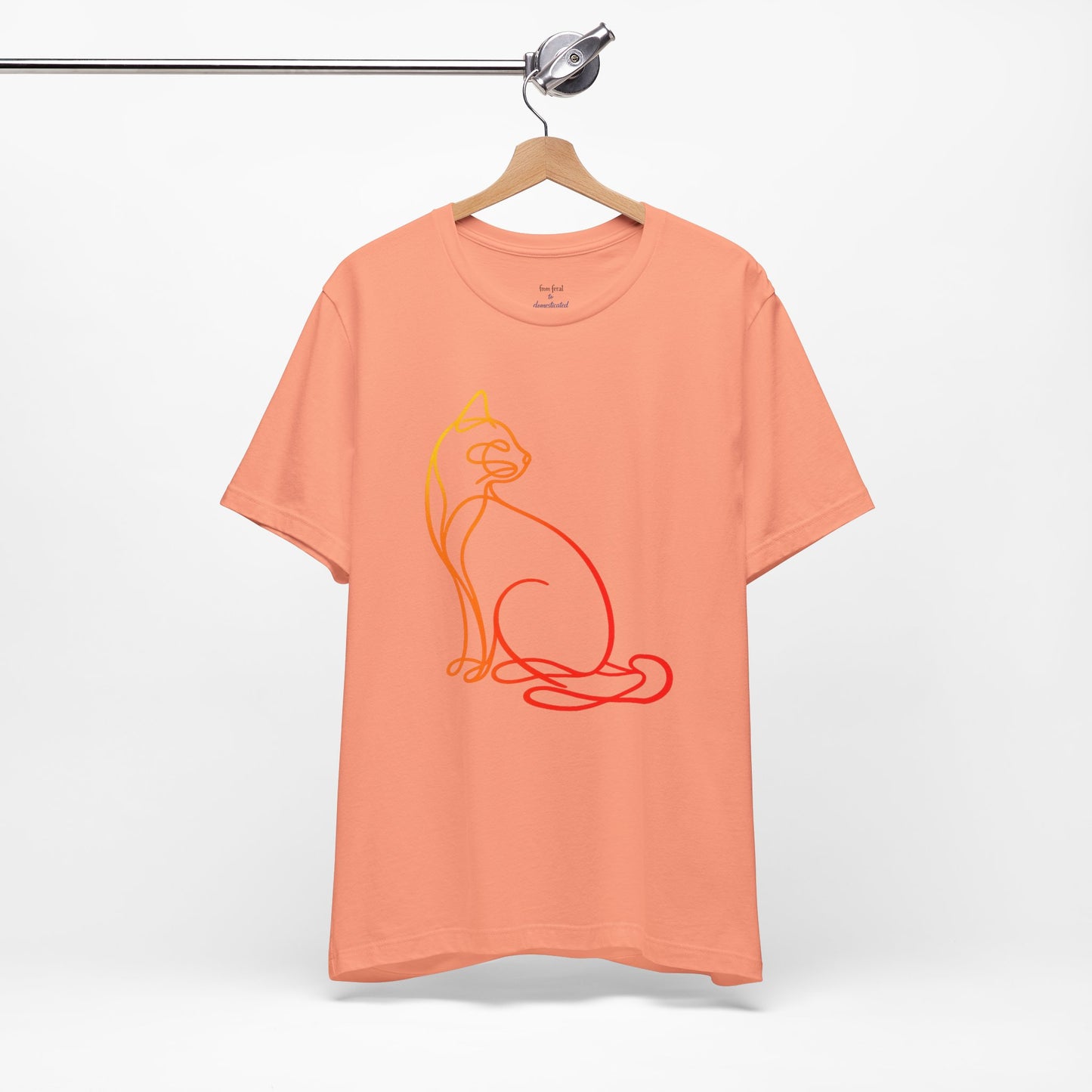Colorful Line-Work Sitting Cat T-Shirt