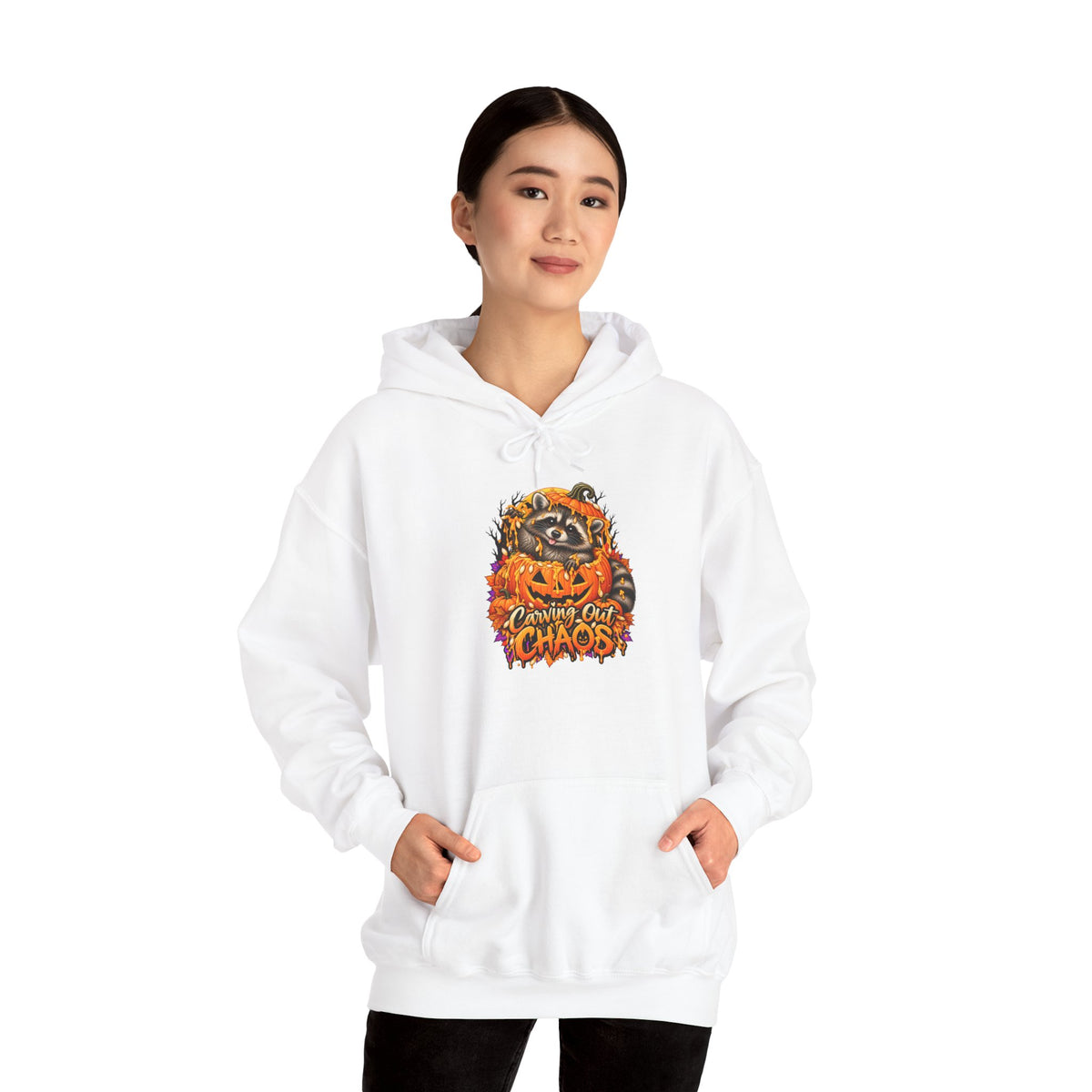 Carving Out Chaos Raccoon Hooded Sweatshirt