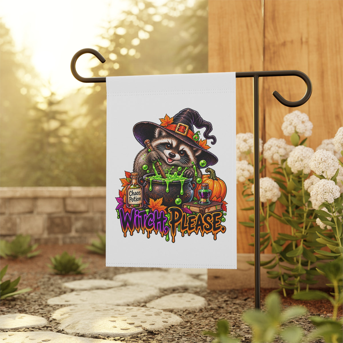 Witch, Please. Raccoon Garden Flag