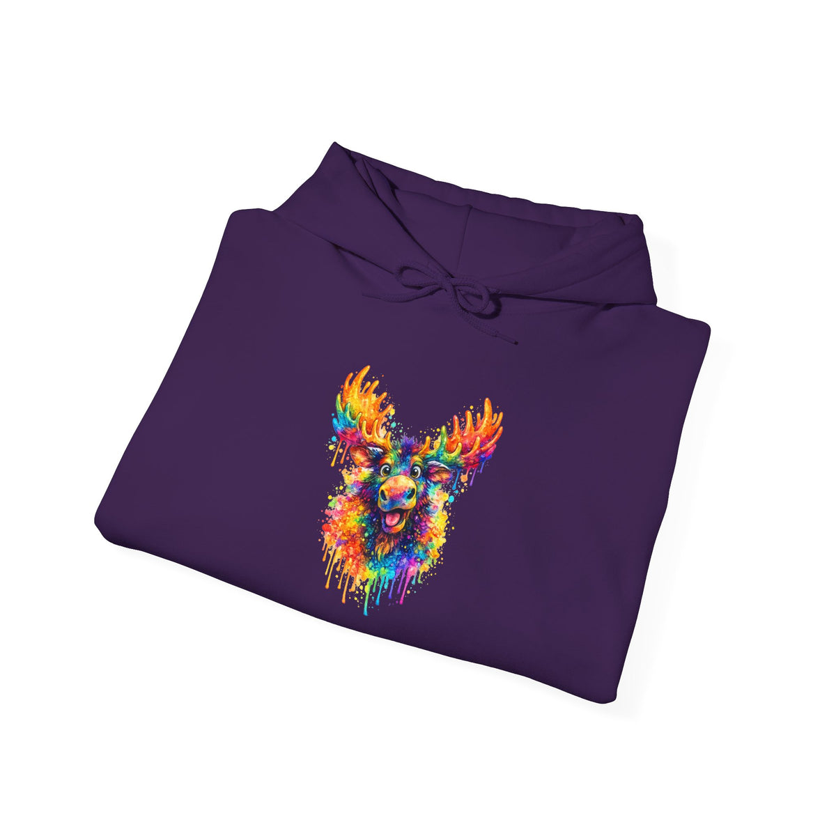 Watercolor Moose Hooded Sweatshirt