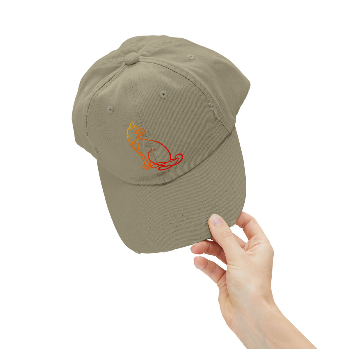 Sunrise Cat Distressed Cap