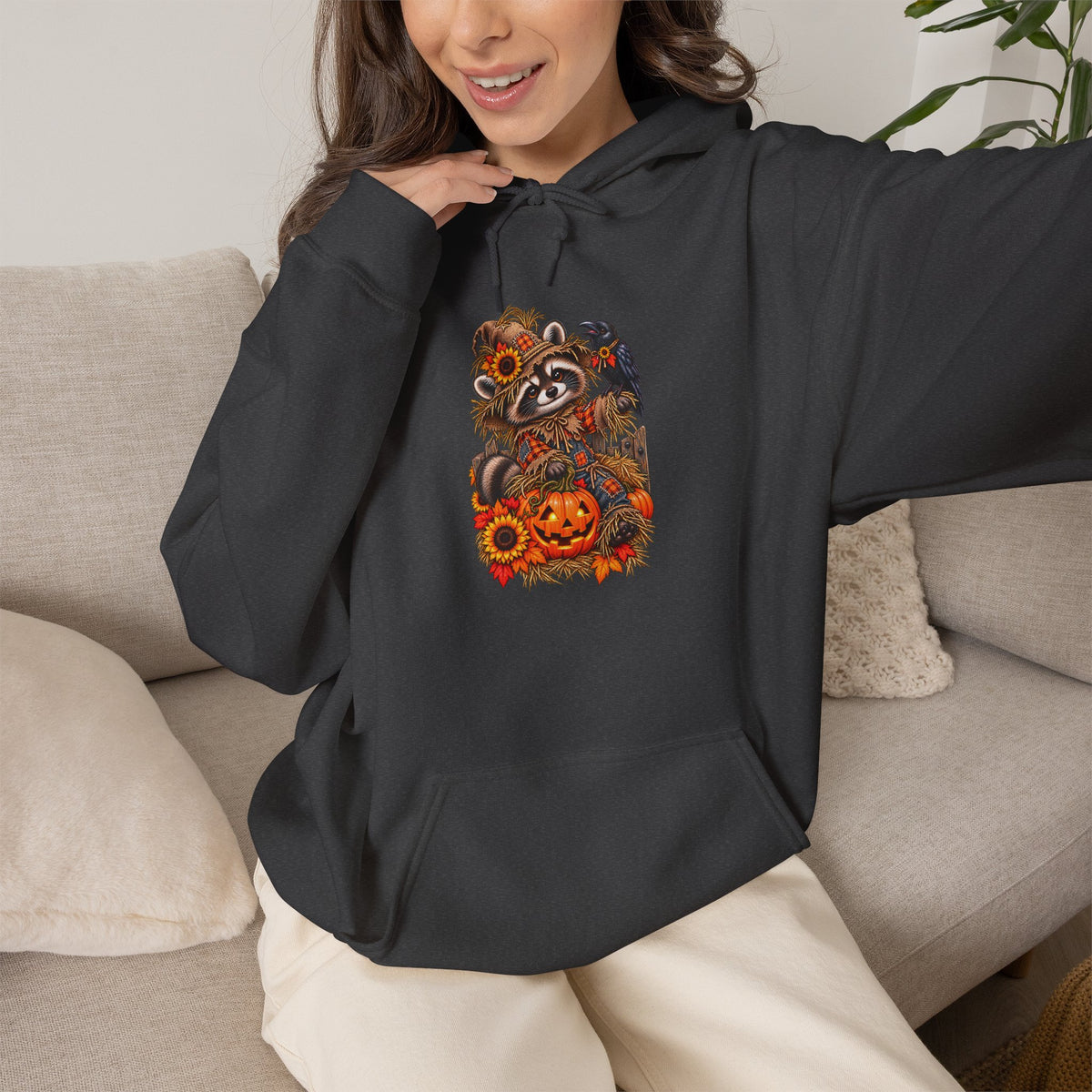 Scarecrow Raccoon Hooded Sweatshirt