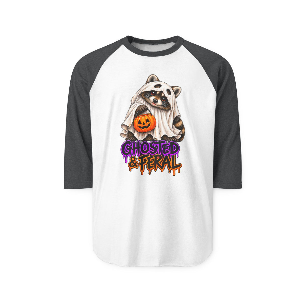 Ghosted Raccoon Raglan Baseball Shirt