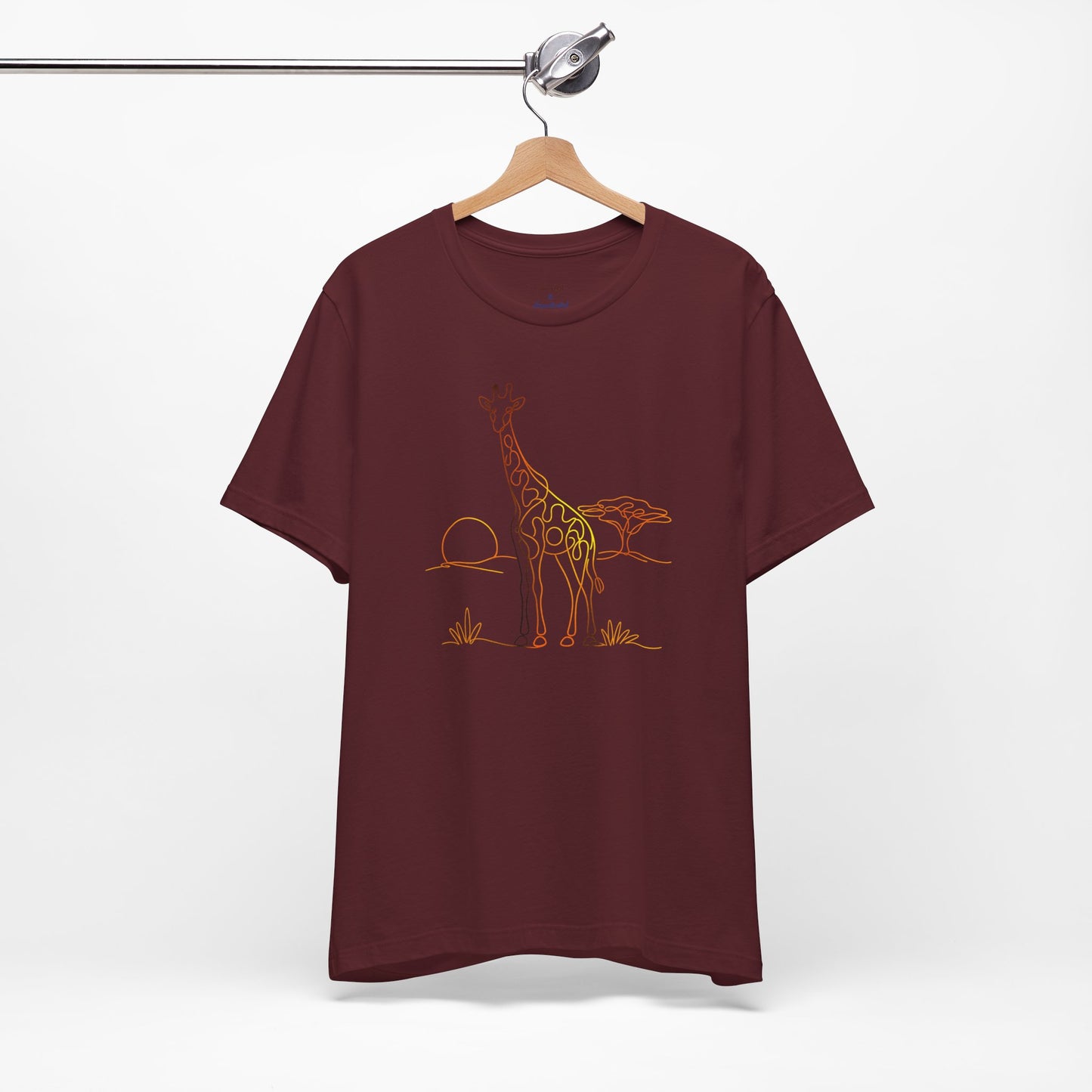 Giraffe Sunset Tee — Minimal Line Art Safari T-Shirt