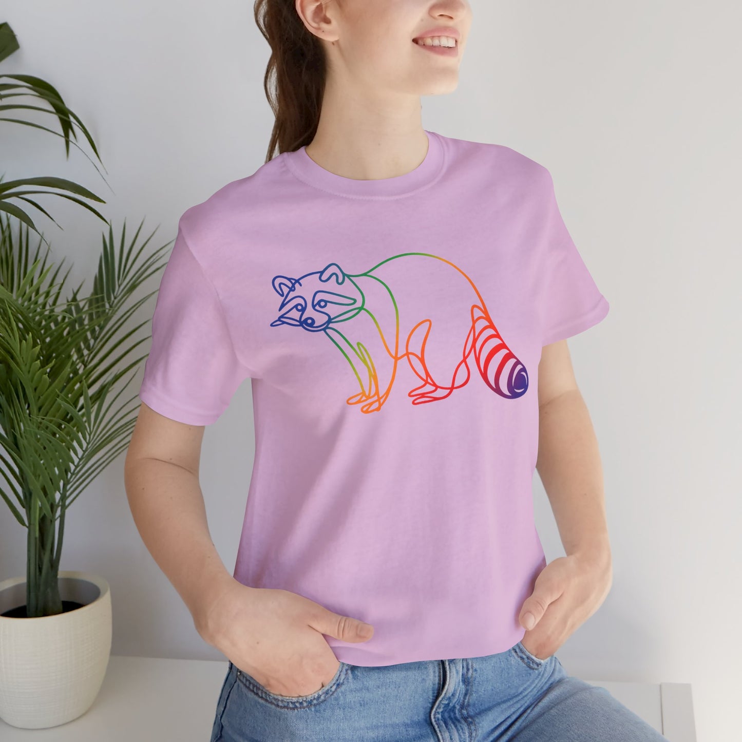 Raccoon Tee — Minimal Line Raccoon Scenic Graphic T-Shirt