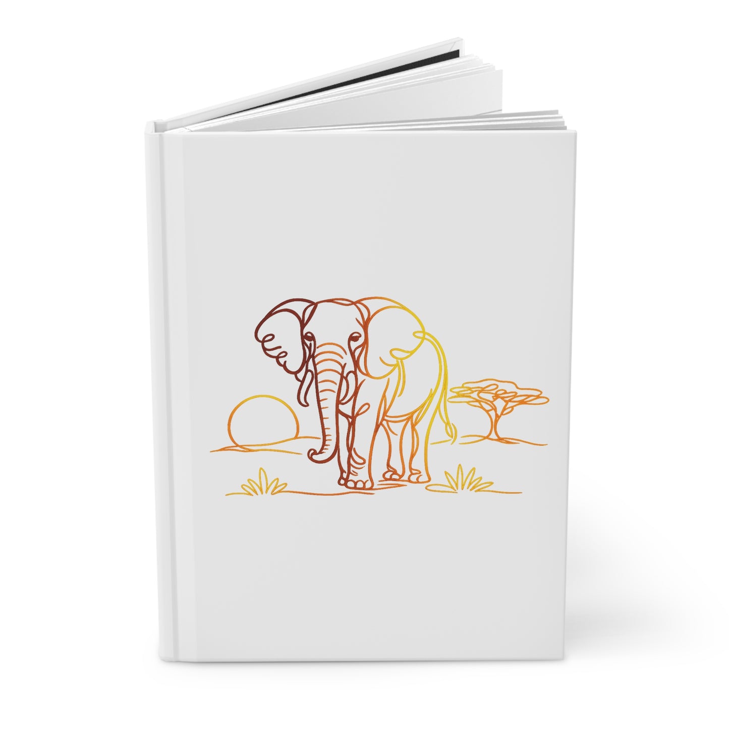 Elephant Sunrise Hardcover Journal — Minimal Safari Sketch Notebook
