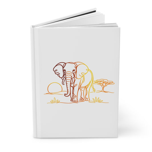 Elephant Sunrise Hardcover Journal — Minimal Safari Sketch Notebook