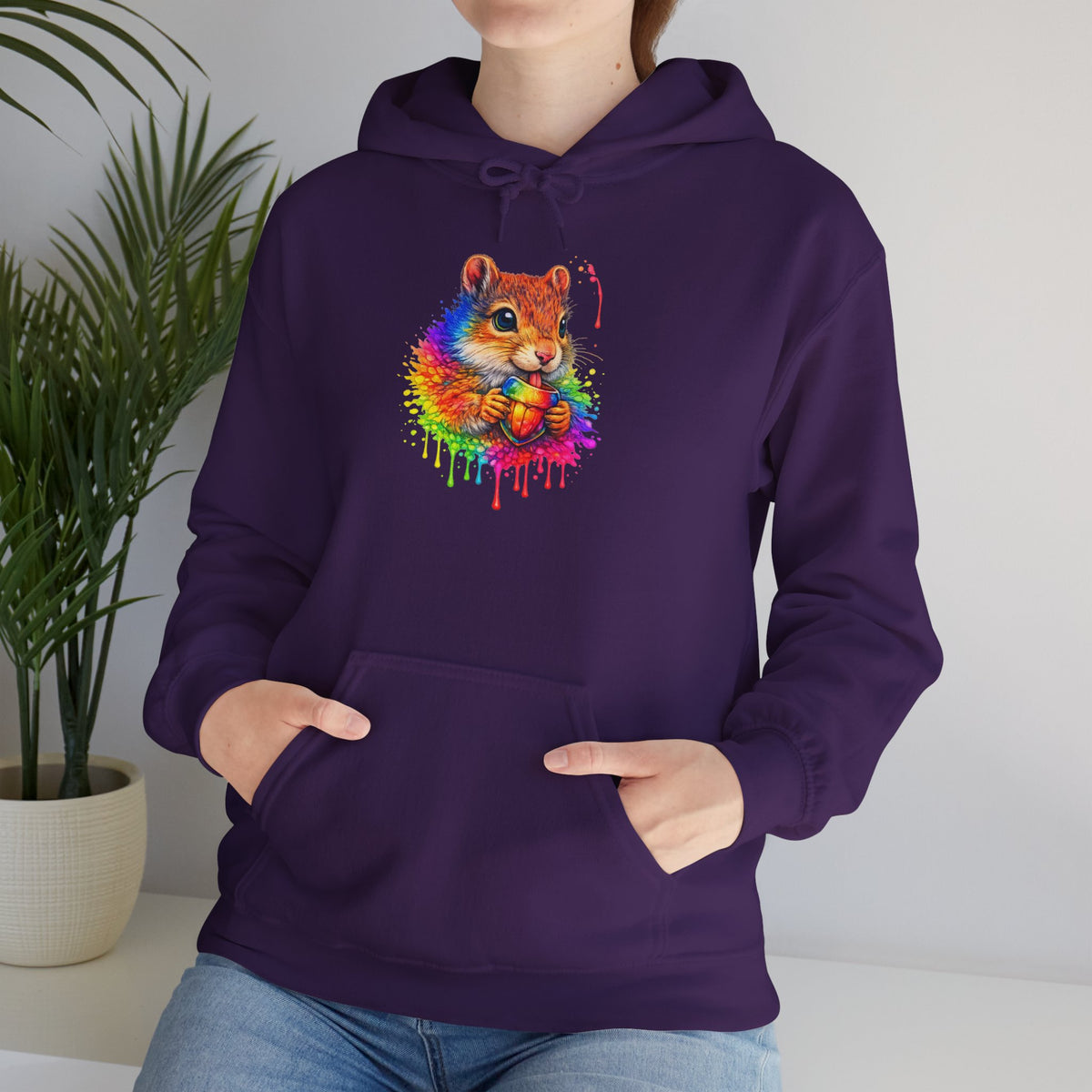 Watercolor Squirrel Hooded Sweatshirt