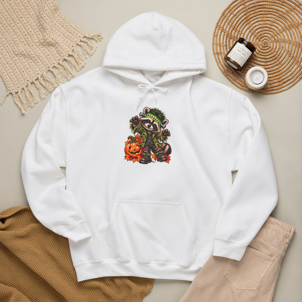 Frankenstein Raccoon Halloween Hooded Sweatshirt