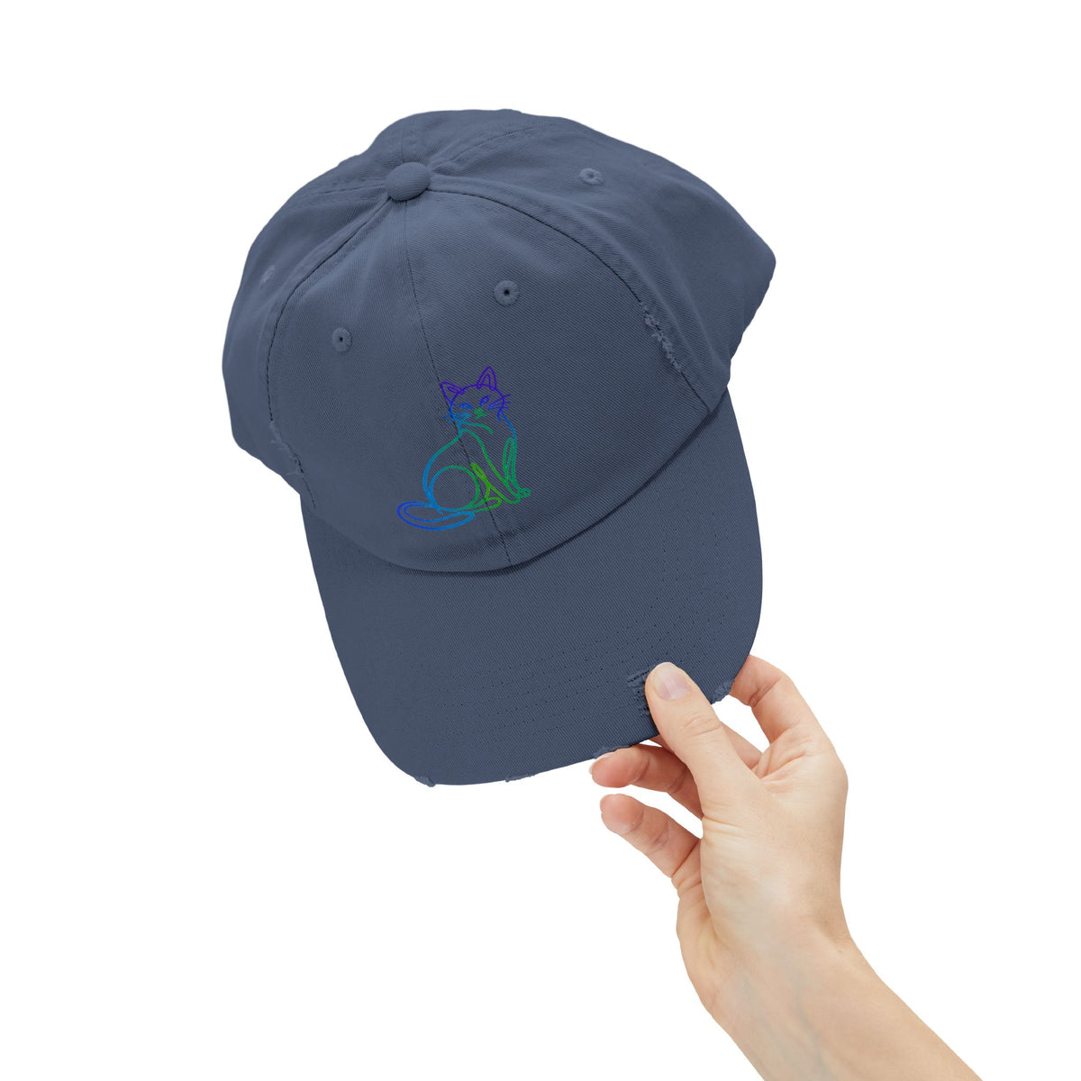 Northern Lights Cat Distressed Cap