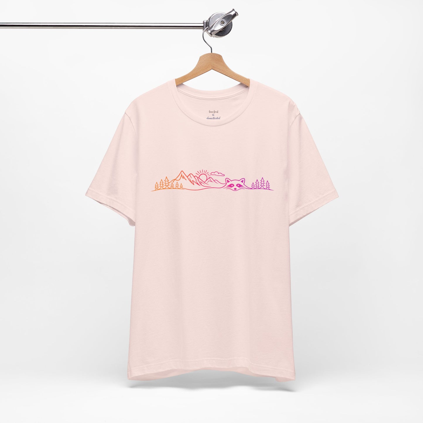 Raccoon Tee — Minimal Line Raccoon Scenic Graphic T-Shirt