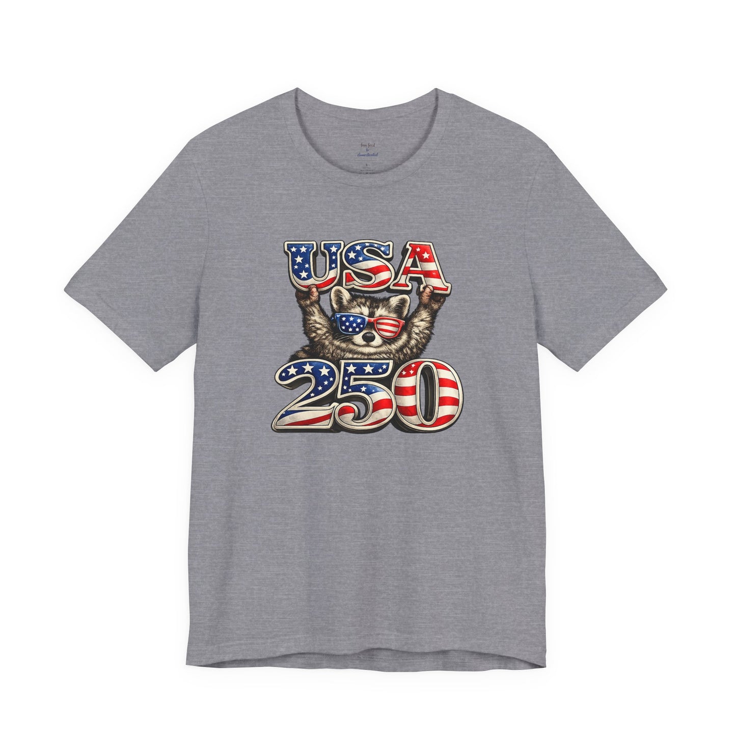 Patriot Raccoon 250th Anniversary T-Shirt — 4th of July Fireworks Flag Tee