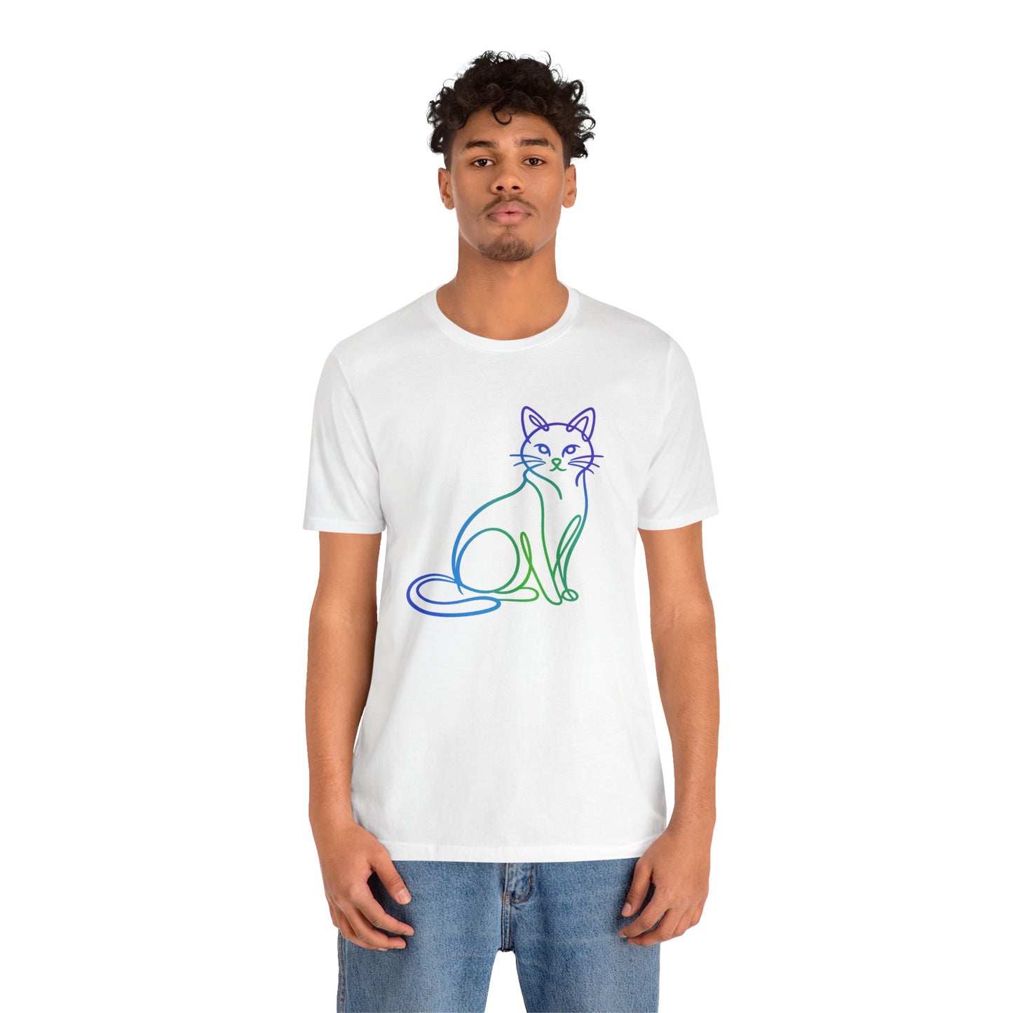Colorful Line-Work Sitting Cat T-Shirt