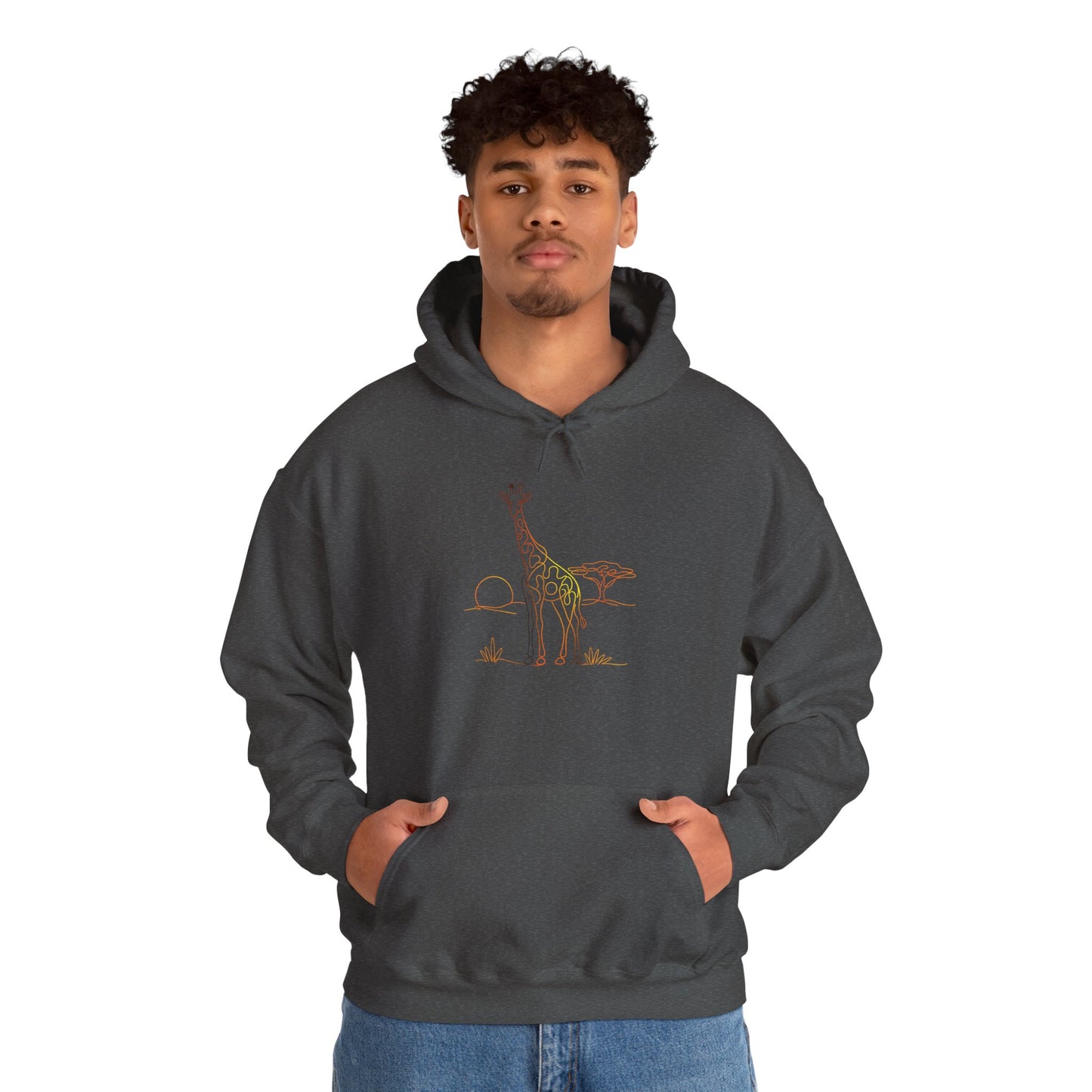 Giraffe Line Art Hoodie – Minimal Safari Illustration