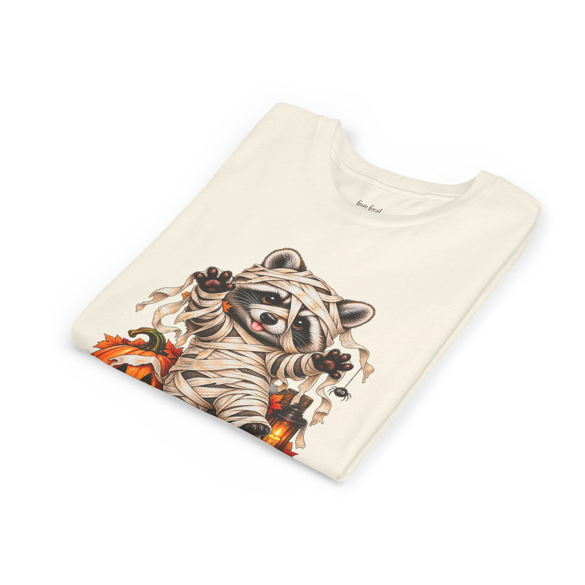 Halloween Youth Tee — Mummy Raccoon Kids Tshirt