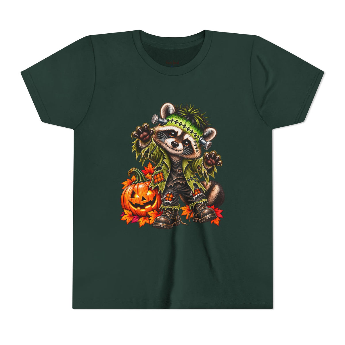 Halloween Youth Tee — Frankenstein Raccoon Kids Tshirt