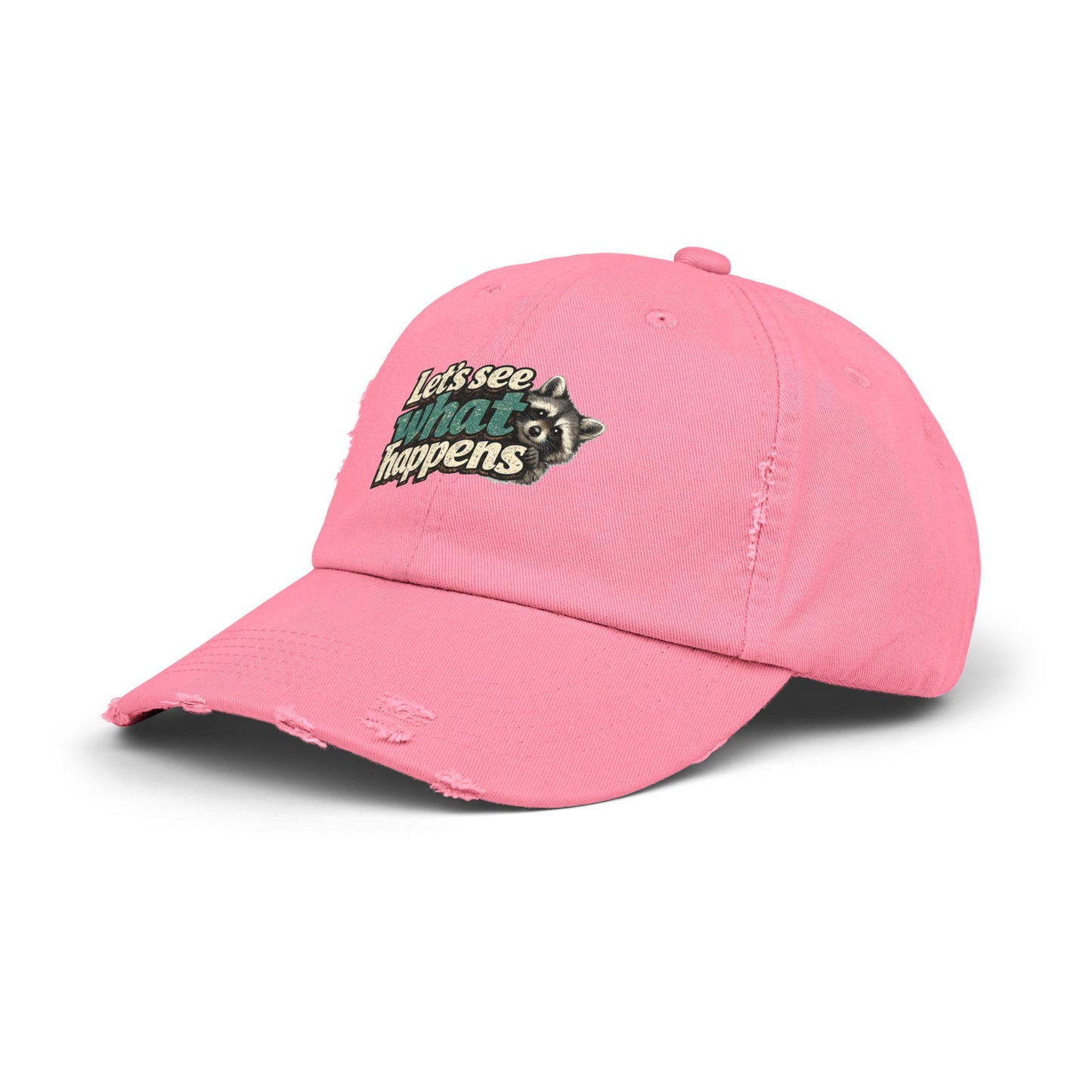 Peek & See Distressed Cap — Raccoon Mom/Dad Funny Dad Hat
