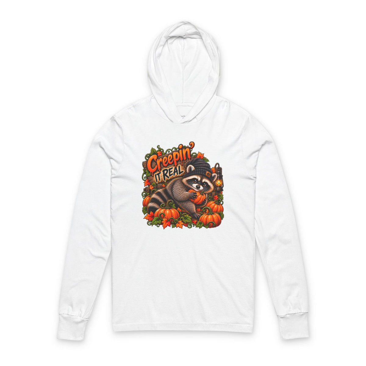 Creepin' Raccoon Hooded Long Sleeve Tee