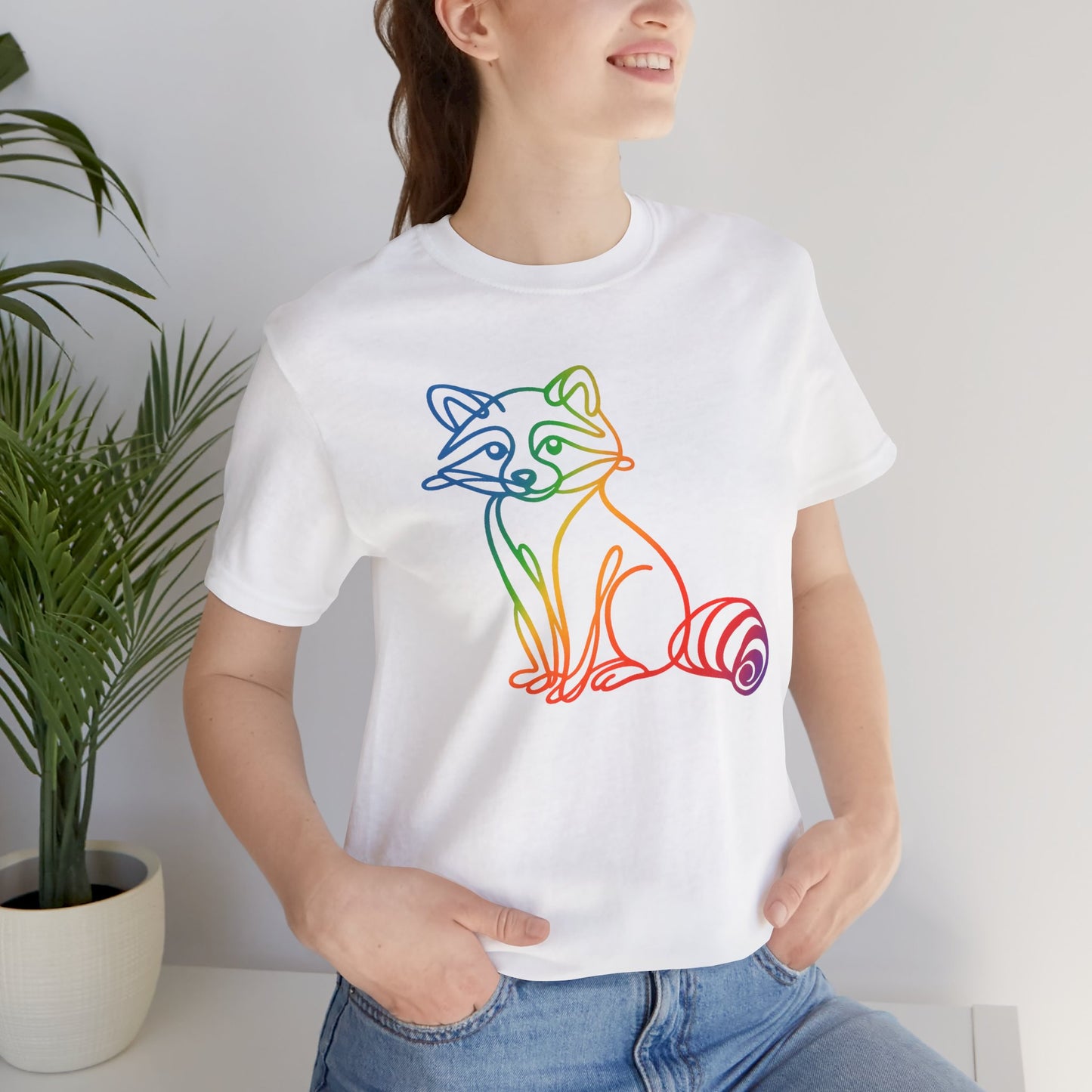 Raccoon Tee — Minimal Line Raccoon Scenic Graphic T-Shirt
