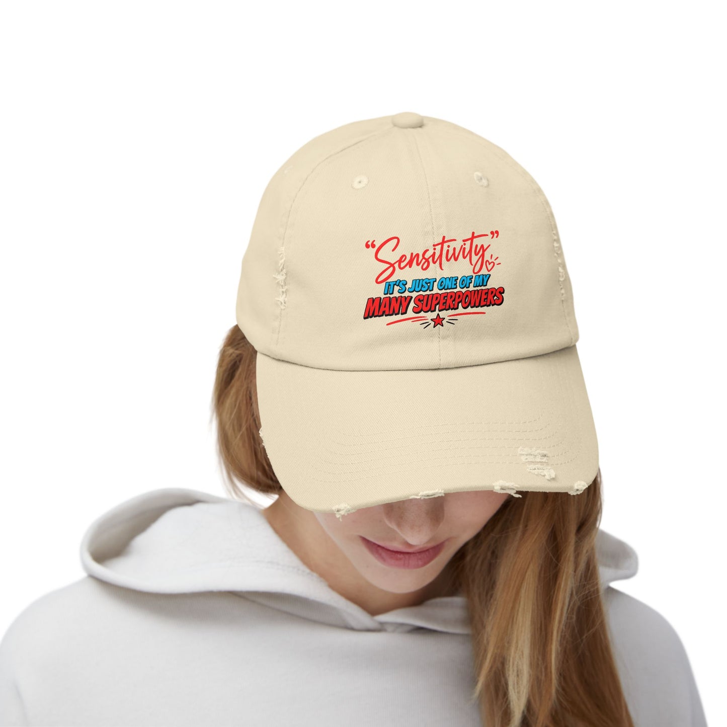 "Sensitivity" Distressed Cap —  Funny Truth Hat