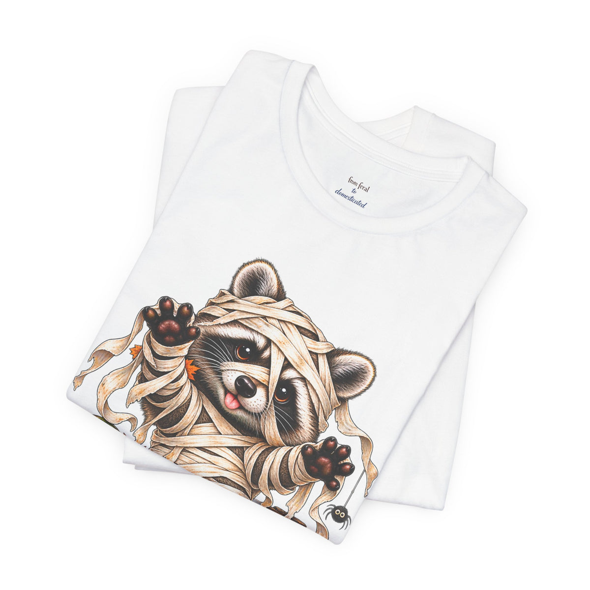 Halloween Mummy Raccoon and Black Cat T-Shirt
