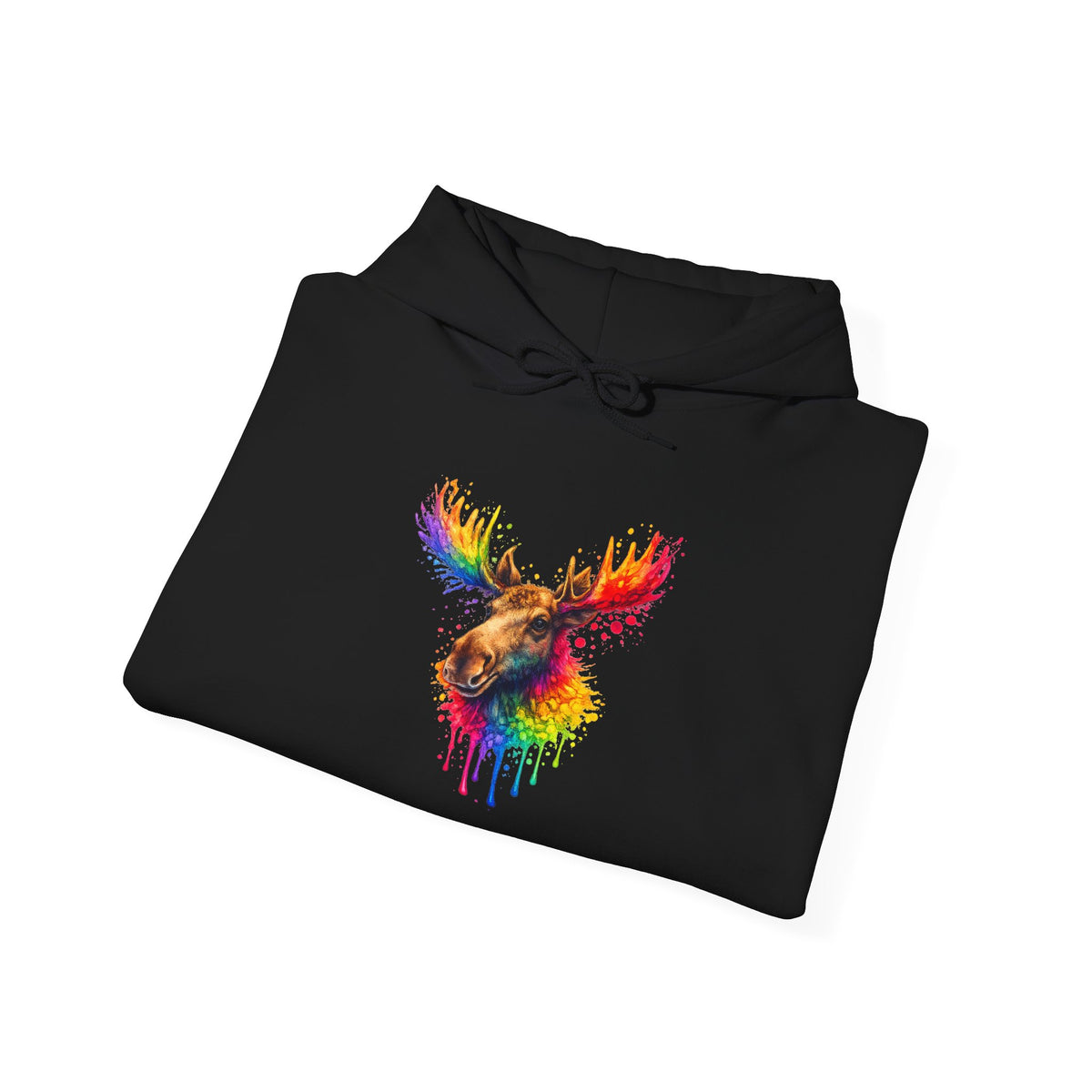 Watercolor Moose Hooded Sweatshirt