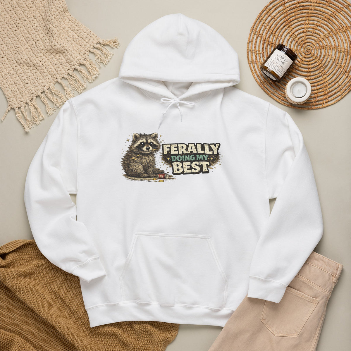 Raccoon "Ferally Doing My Best" Hooded Sweatshirt
